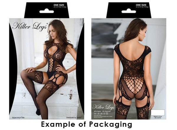 Two-Piece Rhinestone Bodystocking Set w/ Thong